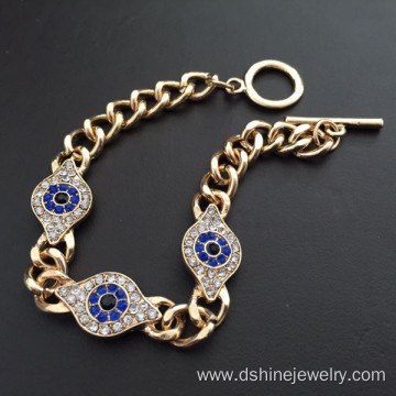 Metal Bangles Gold Evil Eye Chain Bracelet For Women Men